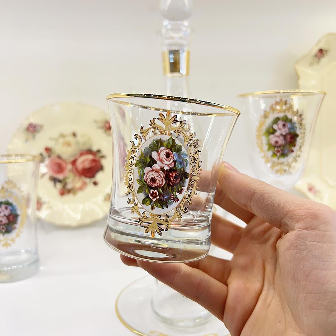 Glassware SetRose 61 Piece Glass Set Gold