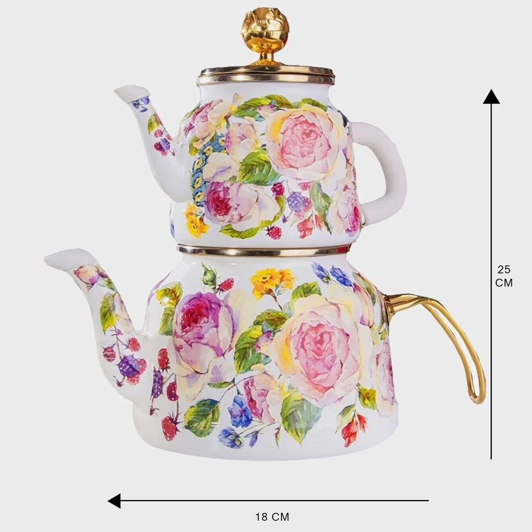 Tea KettleRose Deluxe Emaye Çaydanlık