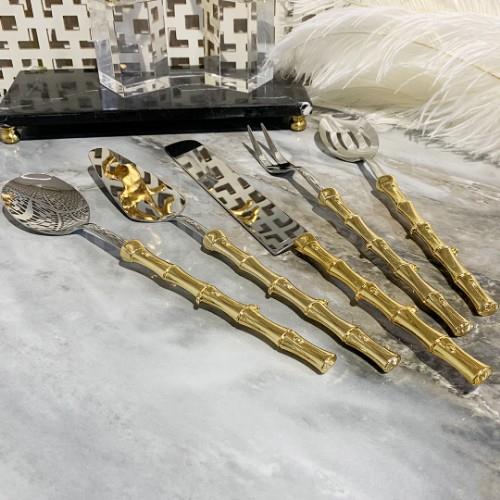 Royking Bambu 5 Parça Servis Seti - Gold