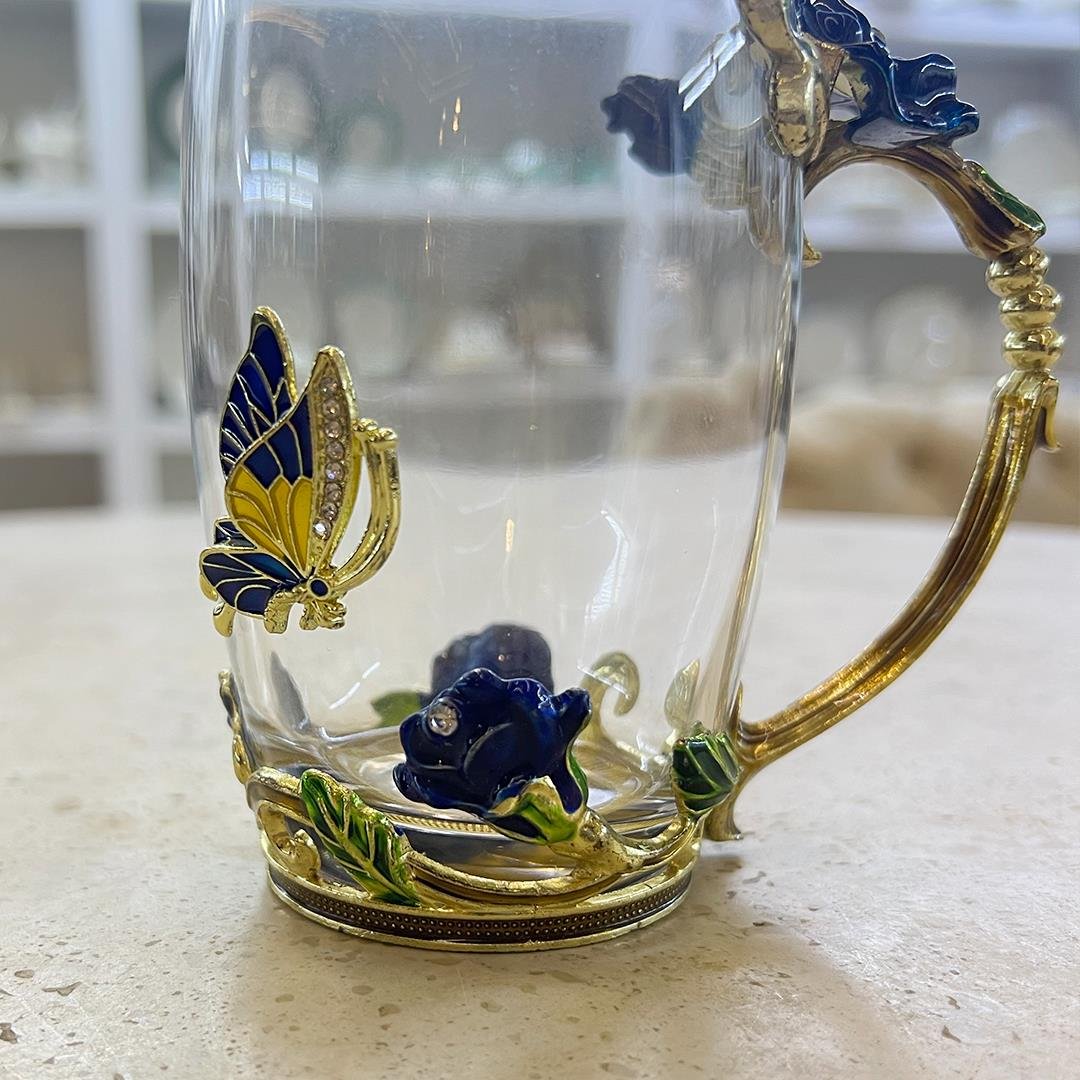 Tea GlassesRoyking Blue Rose Cam Kupa - Büyük Boy