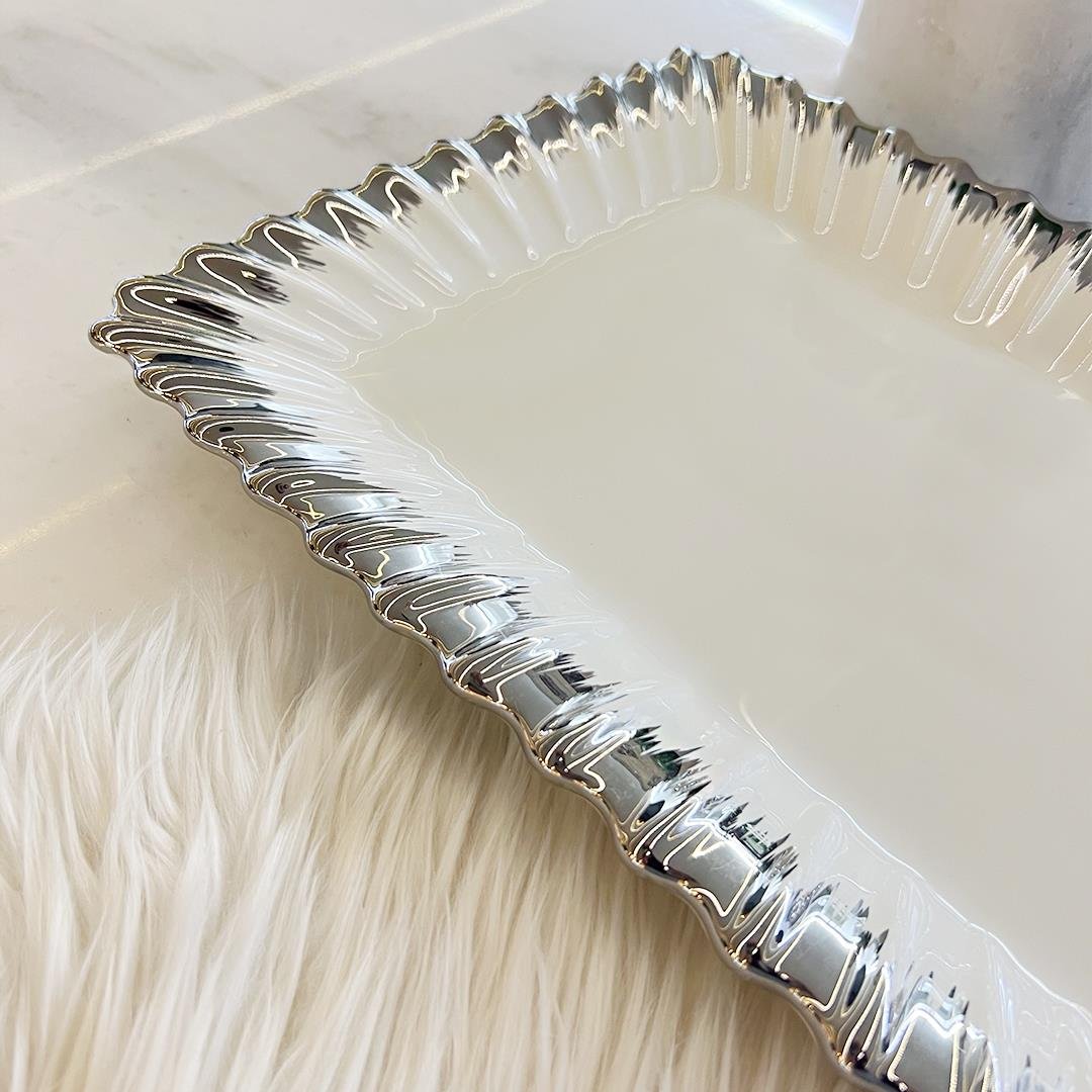 Serving PlateRoyking Line Dikdörtgen Sunum Tabağı - Gümüş