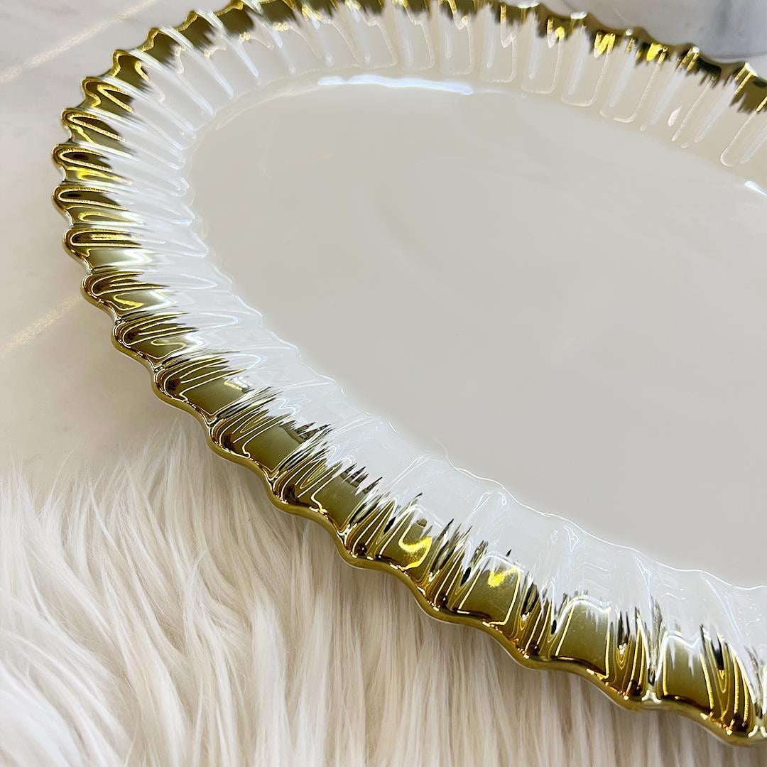 Serving PlateRoyking Line Oval Sunum Tabağı - Gold