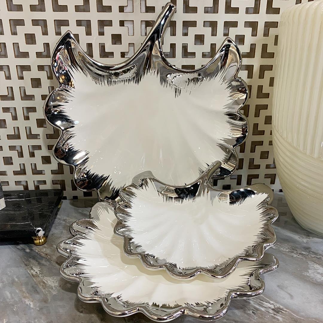 Serving Sets for DinnerRoyking Line Yaprak 3 Piece Tableware Presentation Set - Silver