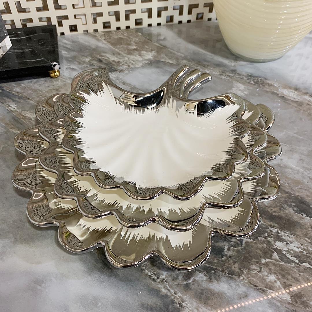 Serving Sets for DinnerRoyking Line Yaprak 3 Piece Tableware Presentation Set - Silver