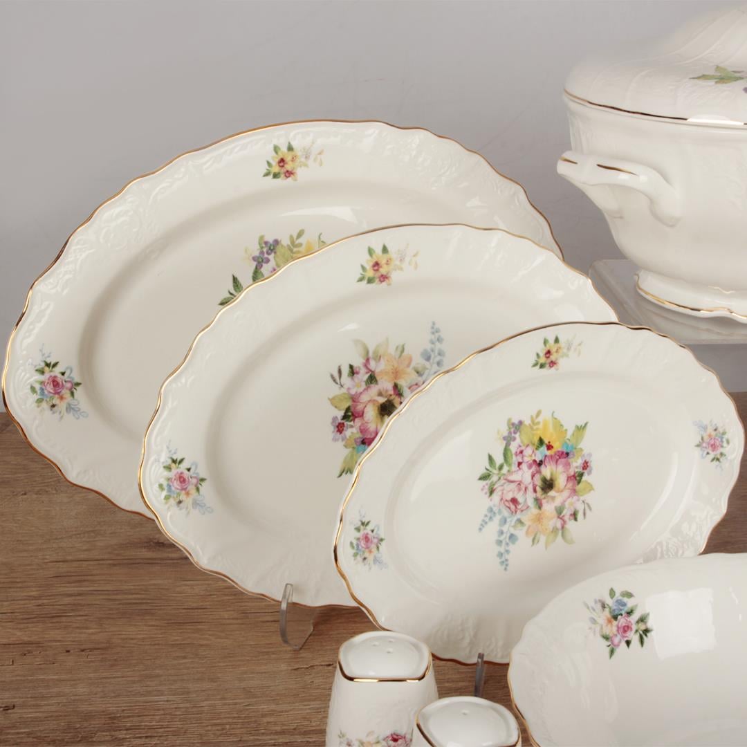 12 Kişilik Yemek TakımıRoyking Pink Garden 62 Parça 12 Kişilik Porselen Yemek Takımı