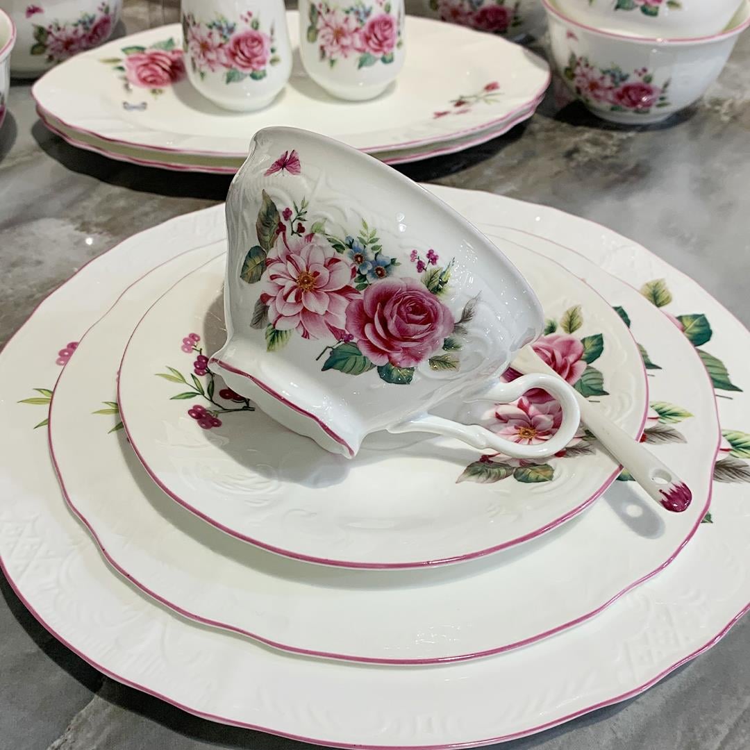 Breakfast SetRoyking Pink Rose 44 Piece Breakfast Set