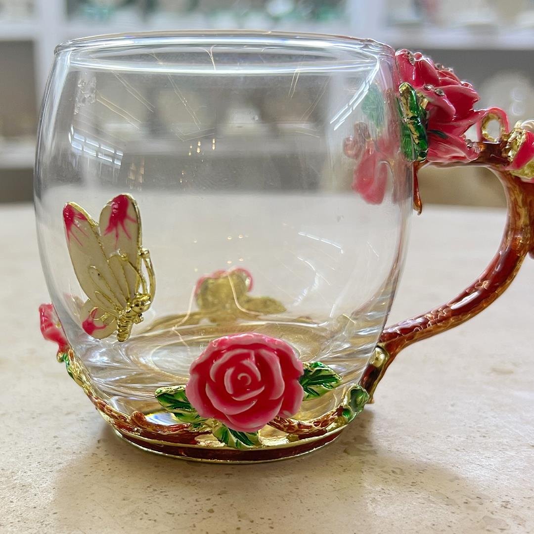 Tea GlassesRoyking Pink Rose Cam Kupa - Küçük Boy