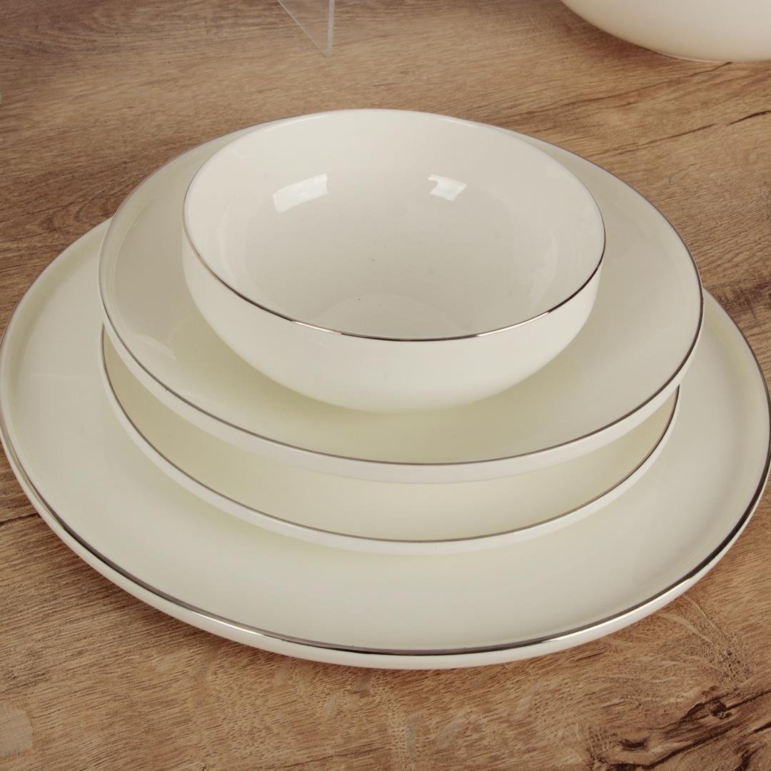 12 Kişilik Yemek TakımıRoyking Silver Thin Bone Porselen 55 Parça 12 Kişilik Yemek Takımı