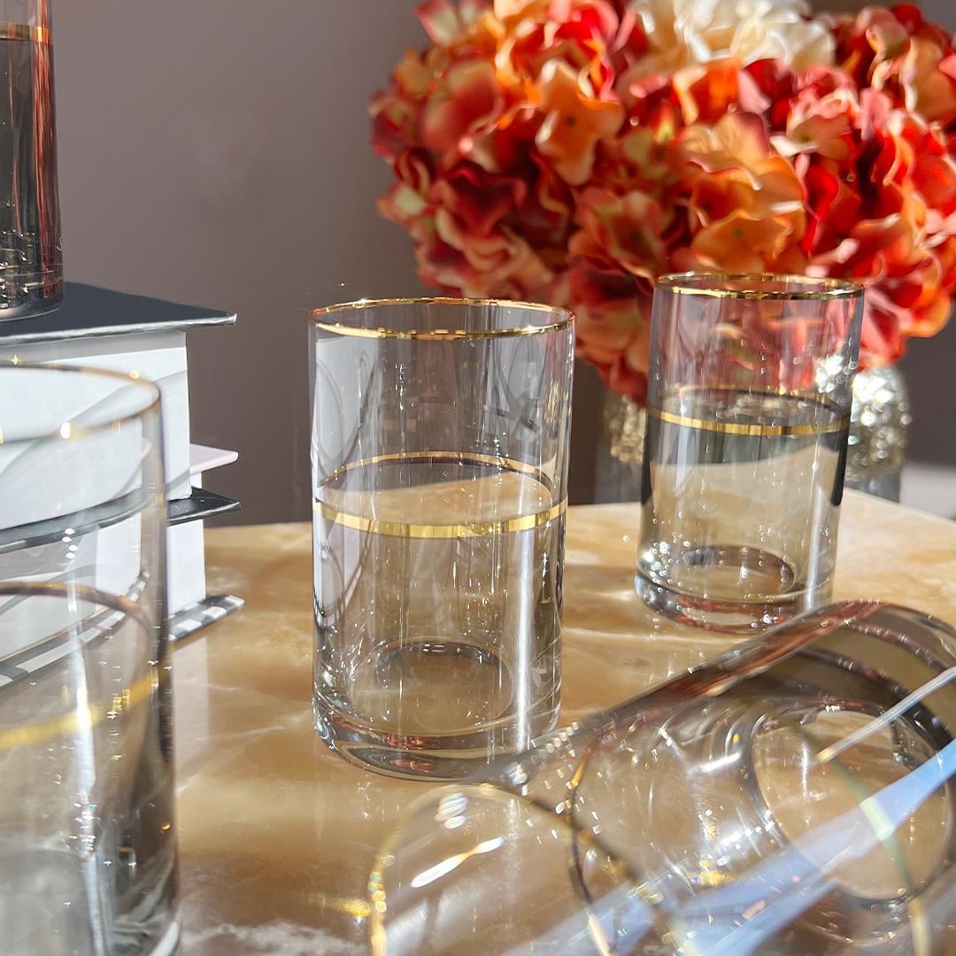 Drink CupSufi 6 Lı Kahve Yanı Bardağı - Çizgili Gold