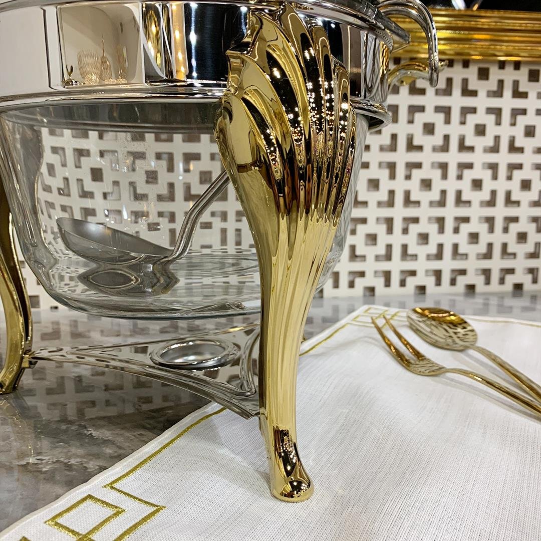SunumlukSuntoza Isıtıcılı Çorba Servis Seti 4 Litre - Gold