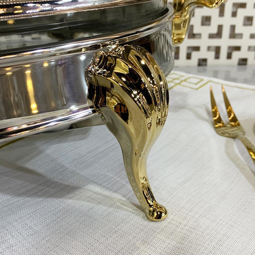 SunumlukSuntoza Oval Isıtıcılı Servis Seti 2,6 Litre - Gold