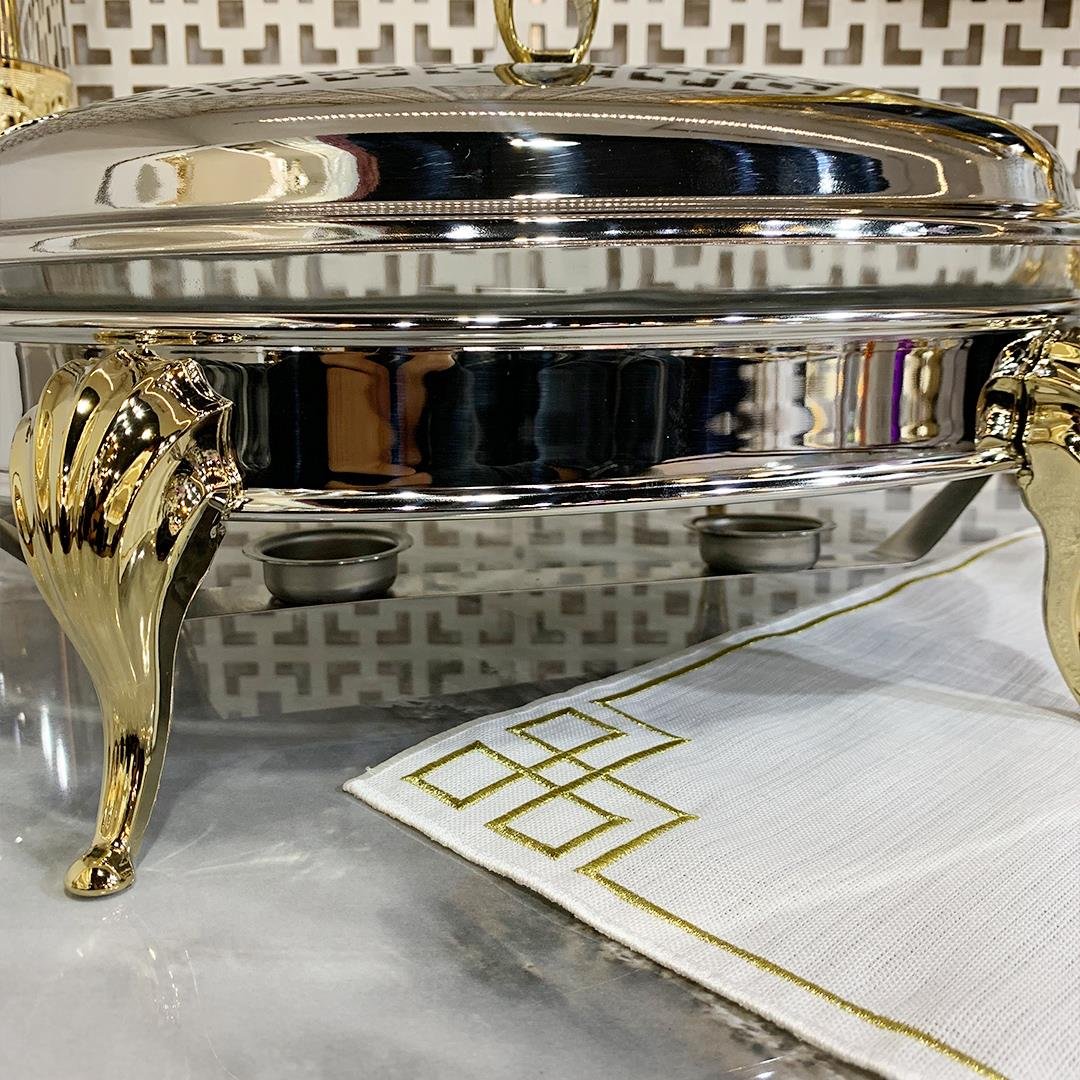 SunumlukSuntoza Oval Isıtıcılı Servis Seti 2,6 Litre - Gold