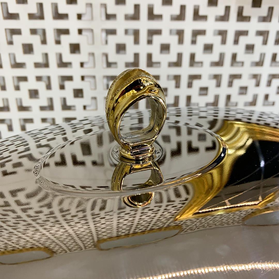 SunumlukSuntoza Oval Isıtıcılı Servis Seti 2,6 Litre - Gold