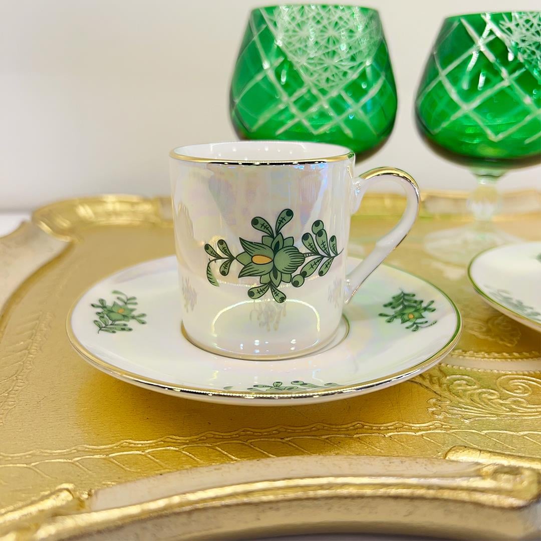 Coffee CupThun Clarum Bloom Yeşil 6 Parça Kahve Seti