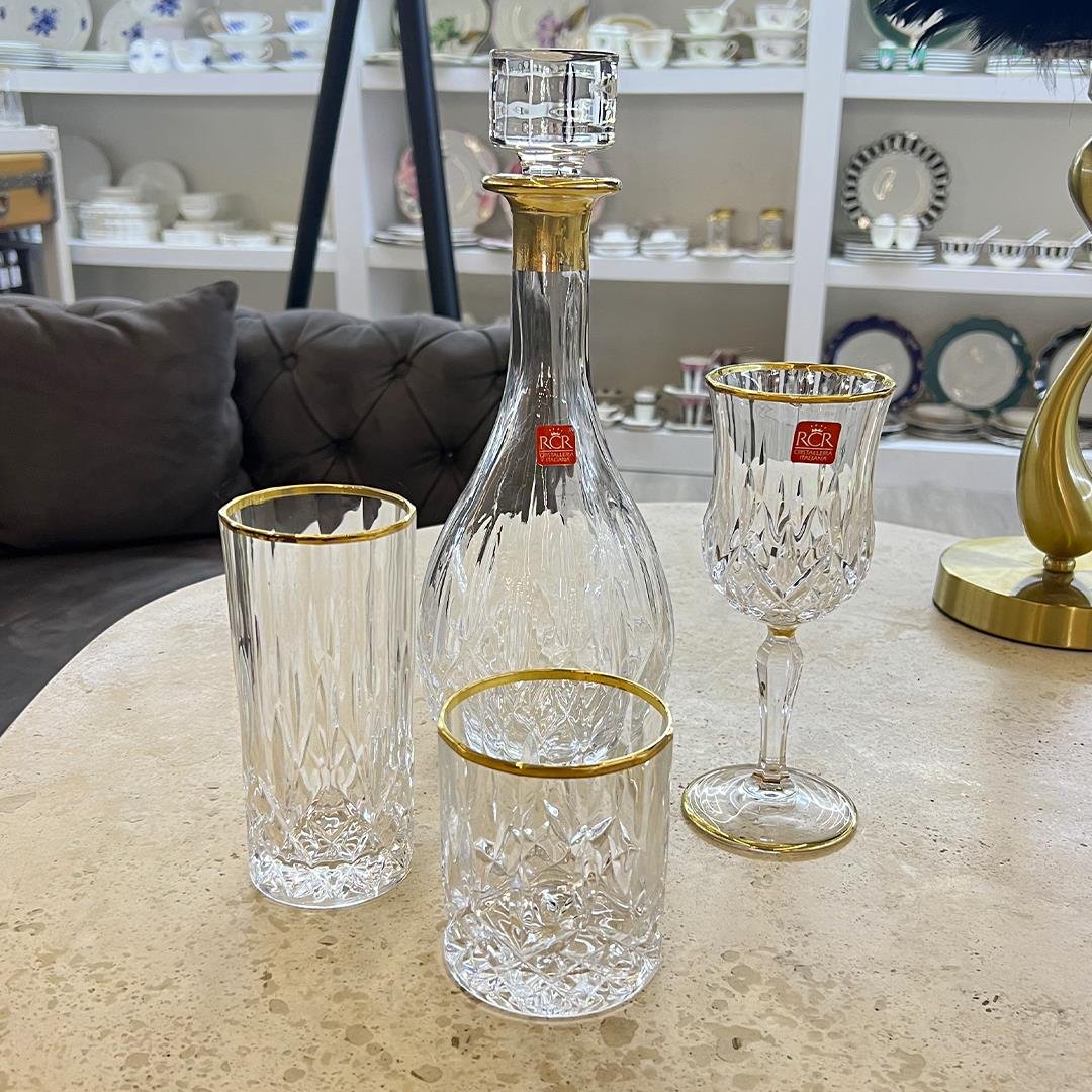 Su TakımlarıTimeless RCR Kristal Cam 37 Parça Bardak Takımı - Gold