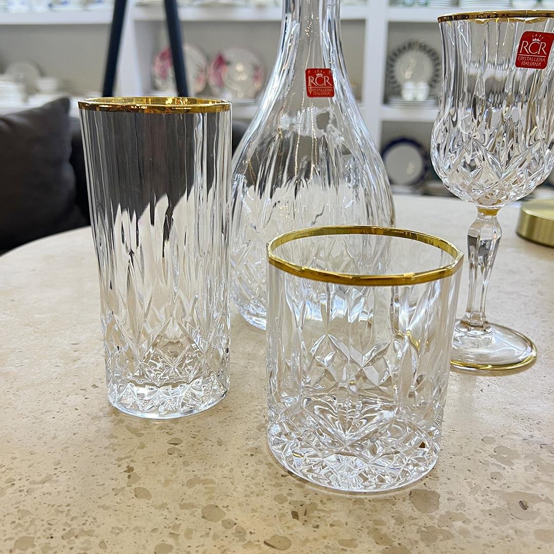 Su TakımlarıTimeless RCR Kristal Cam 37 Parça Bardak Takımı - Gold