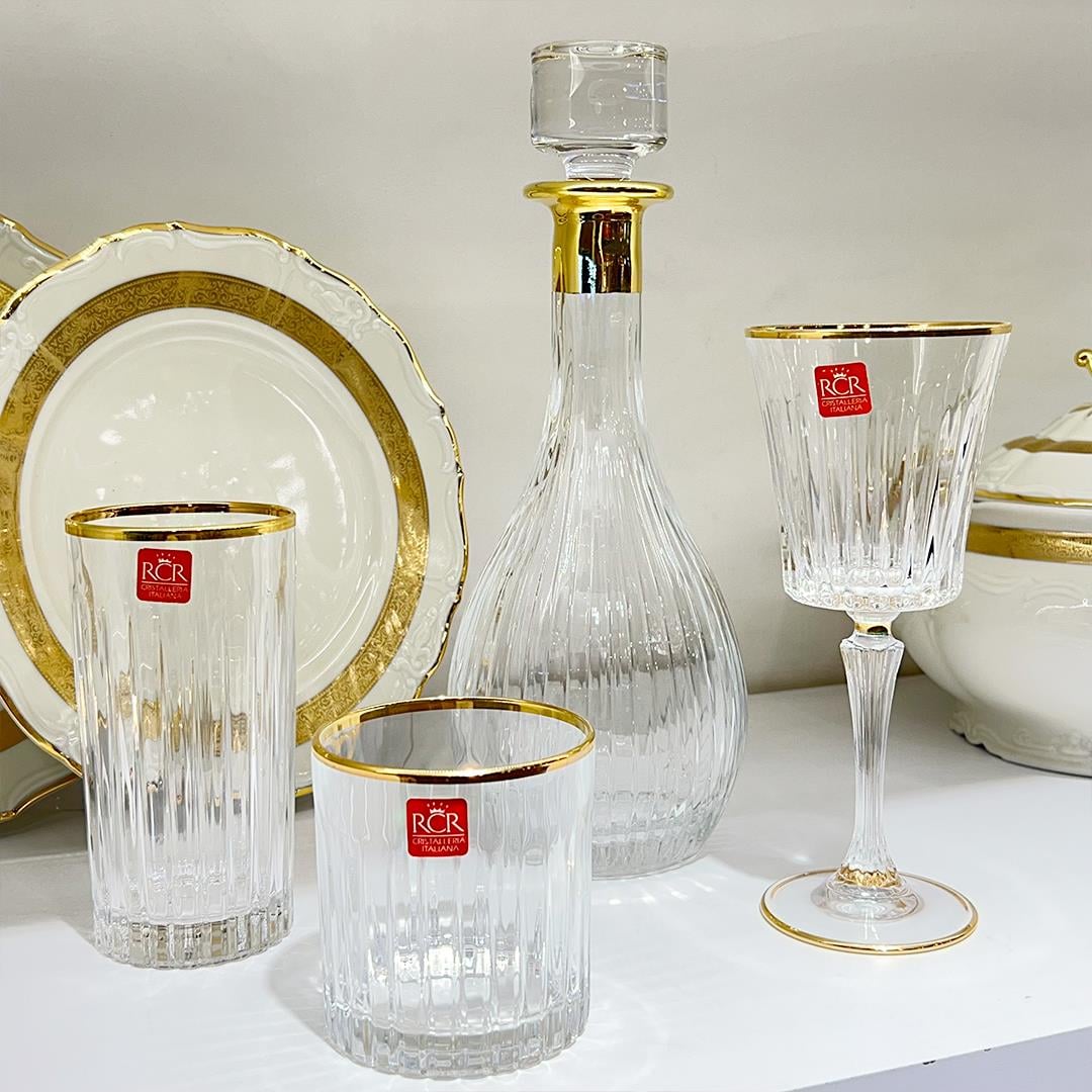 Glassware SetTimeless RCR Crystal Glass 37 Piece Glass Set - Gold