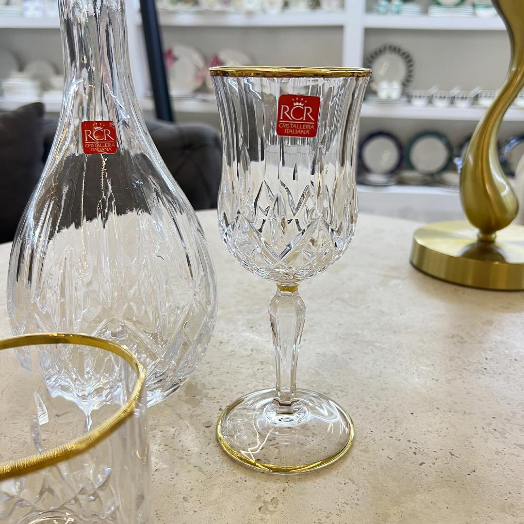 Su TakımlarıTimeless RCR Kristal Cam 37 Parça Bardak Takımı - Gold