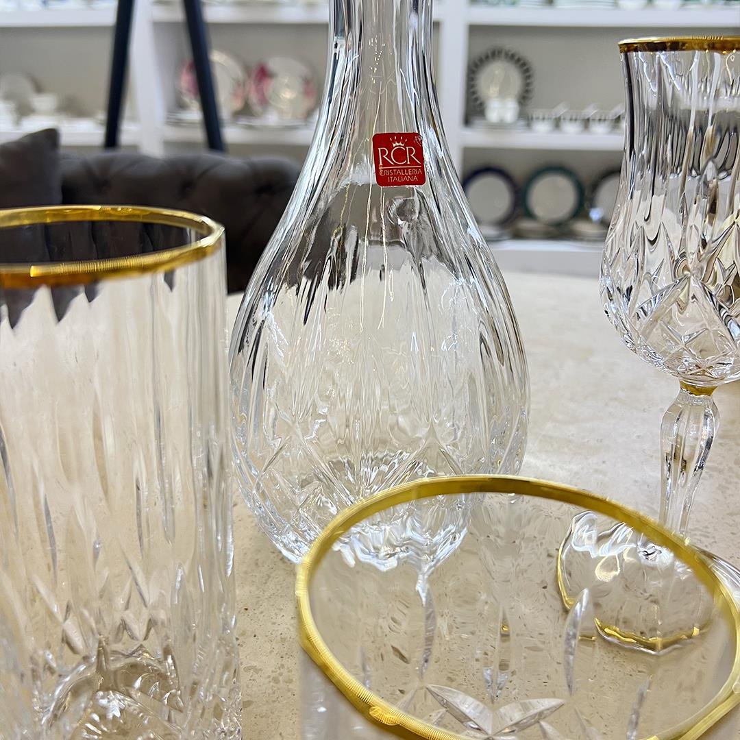 Su TakımlarıTimeless RCR Kristal Cam 37 Parça Bardak Takımı - Gold