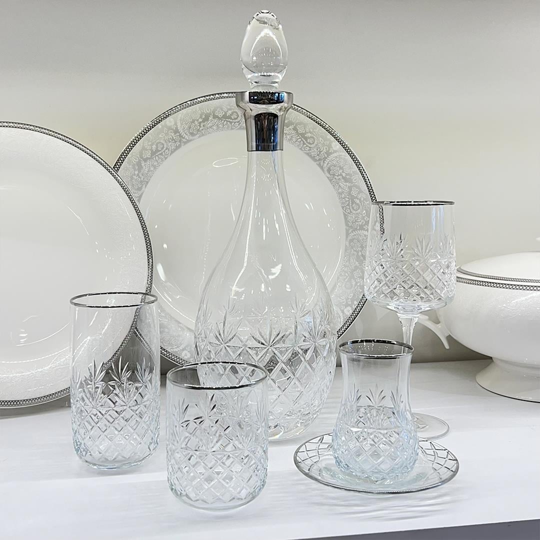 SunumlukWedding 61 Parça Bardak Takımı Platin