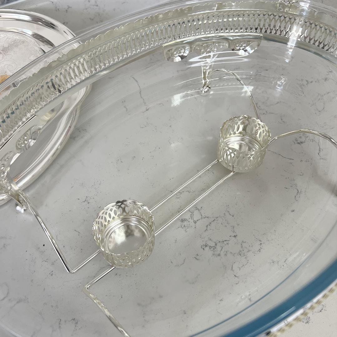 Serving PlateWinterbach Isıtıcılı Oval Büyük Servis Seti Silver Gold