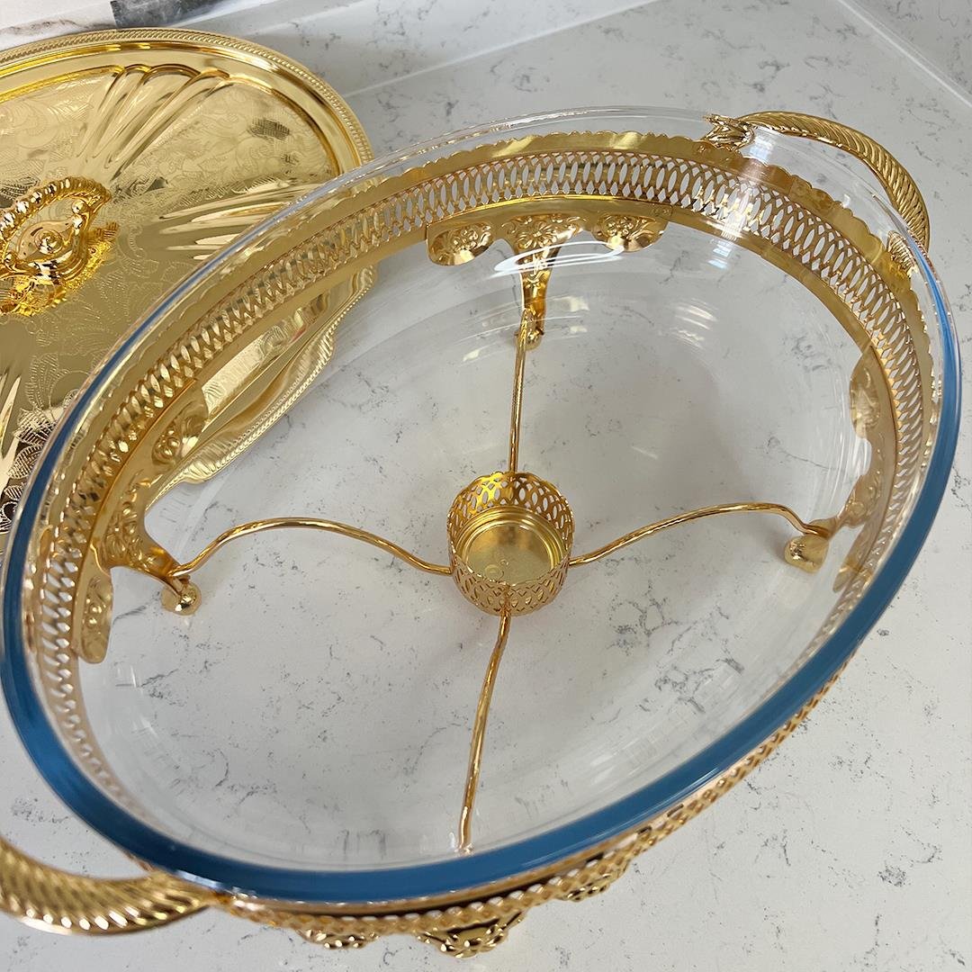 Serving PlateWinterbach Isıtıcılı Oval Küçük Servis Seti Gold