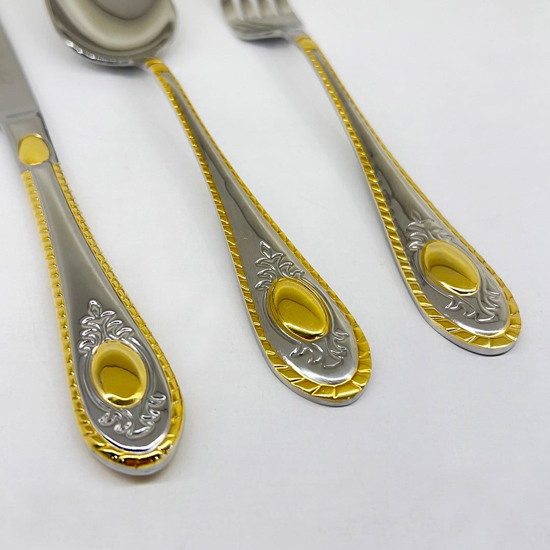 Flatware SetWinterbach Stone 84 Piece Cutlery Set Gold