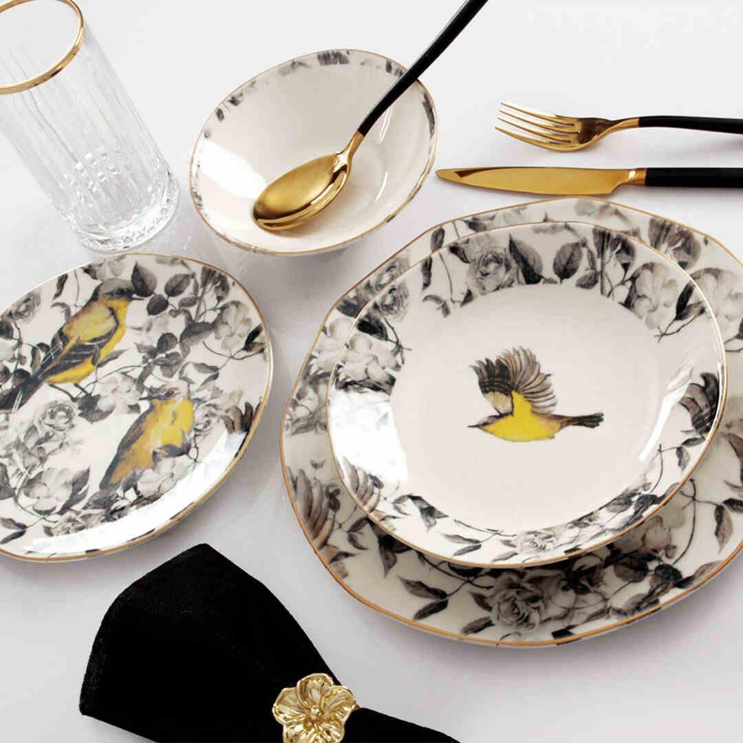 Dinner Set for 6Yellow Bird Porselen 24 Parça 6 Kişilik Yemek Takımı