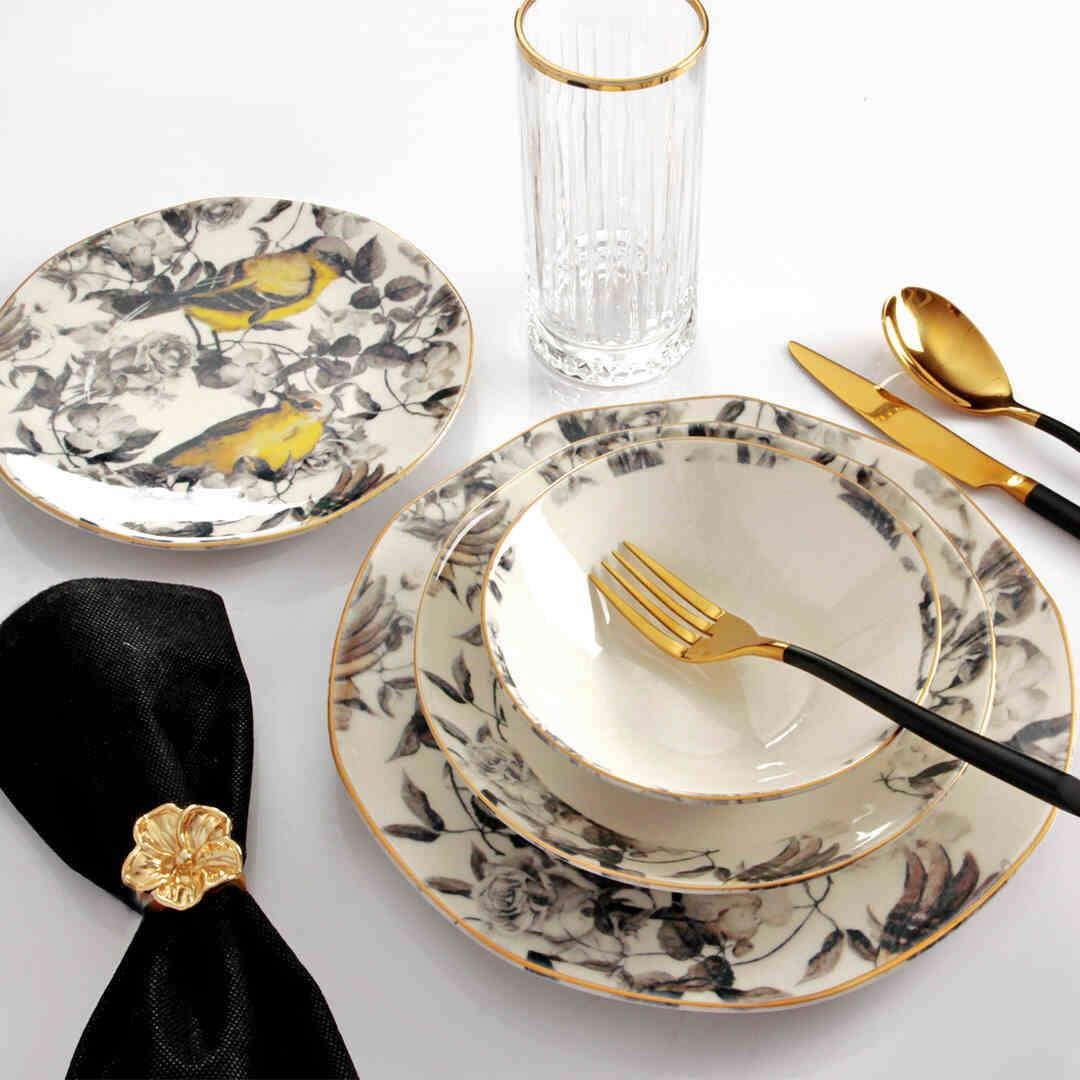 Dinner Set for 6Yellow Bird Porselen 24 Parça 6 Kişilik Yemek Takımı