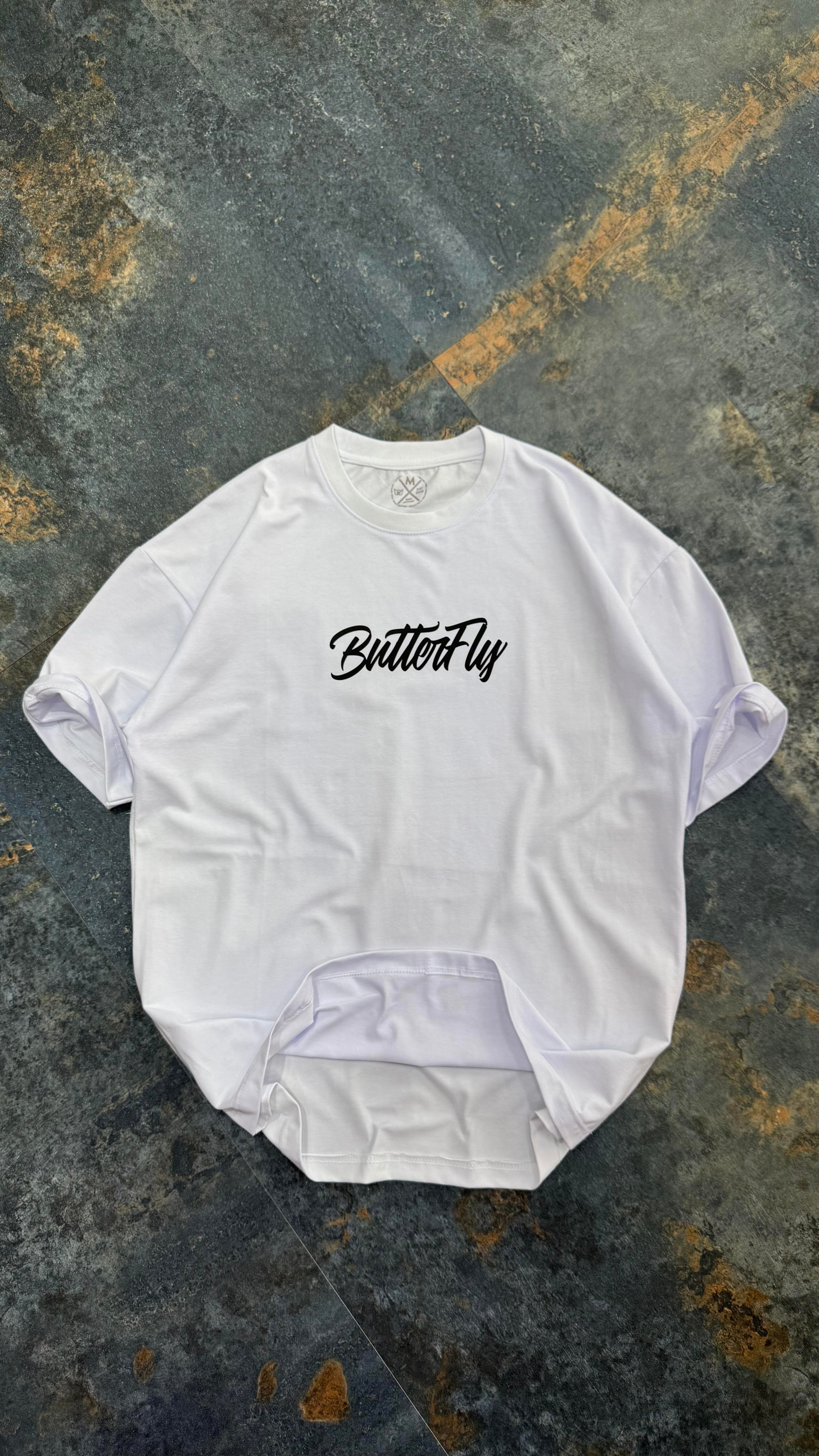 ButterFly Baskılı Siyah Oversize T-Shirt