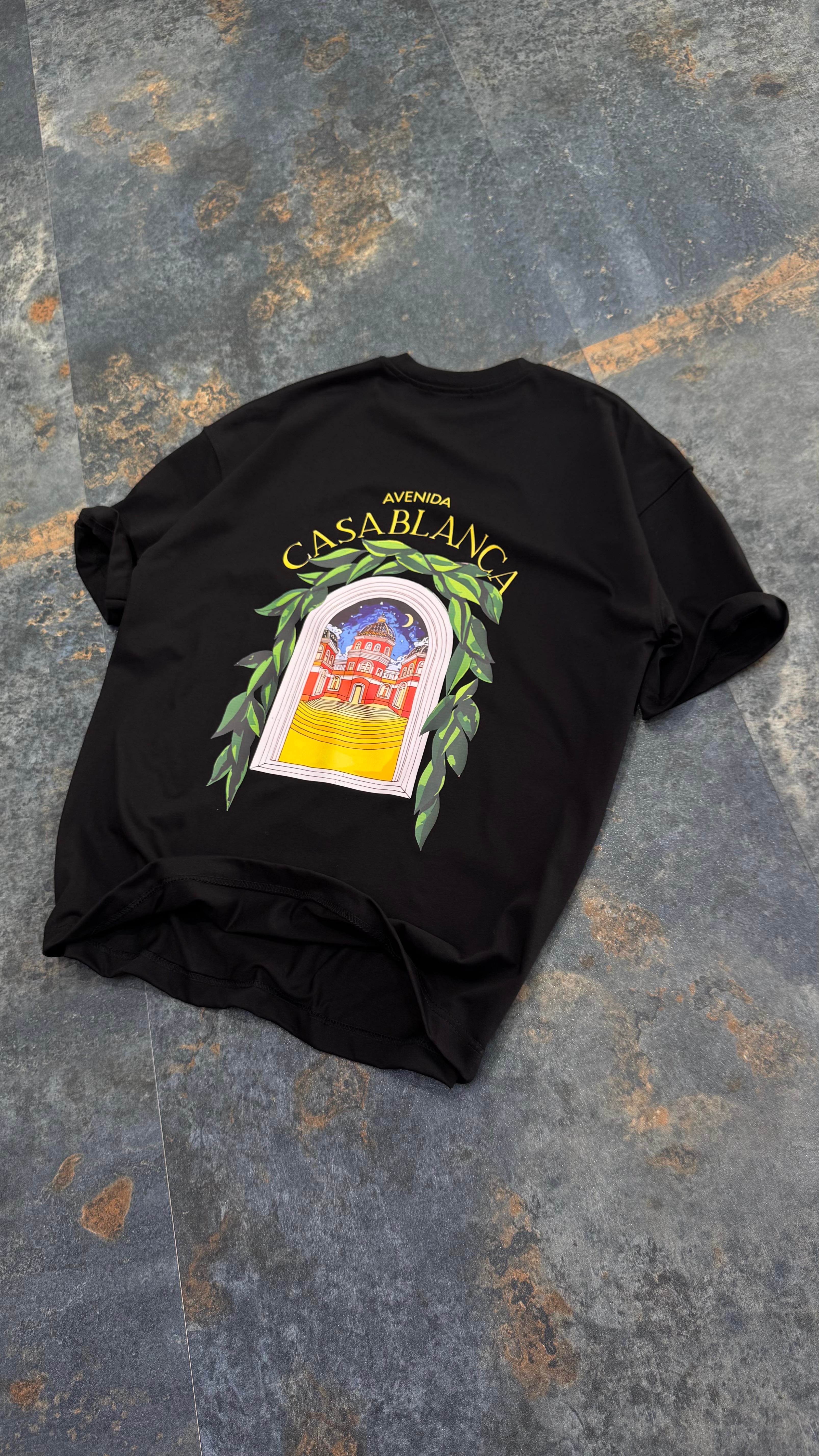Casablanca Baskılı Beyaz Oversize T-Shirt