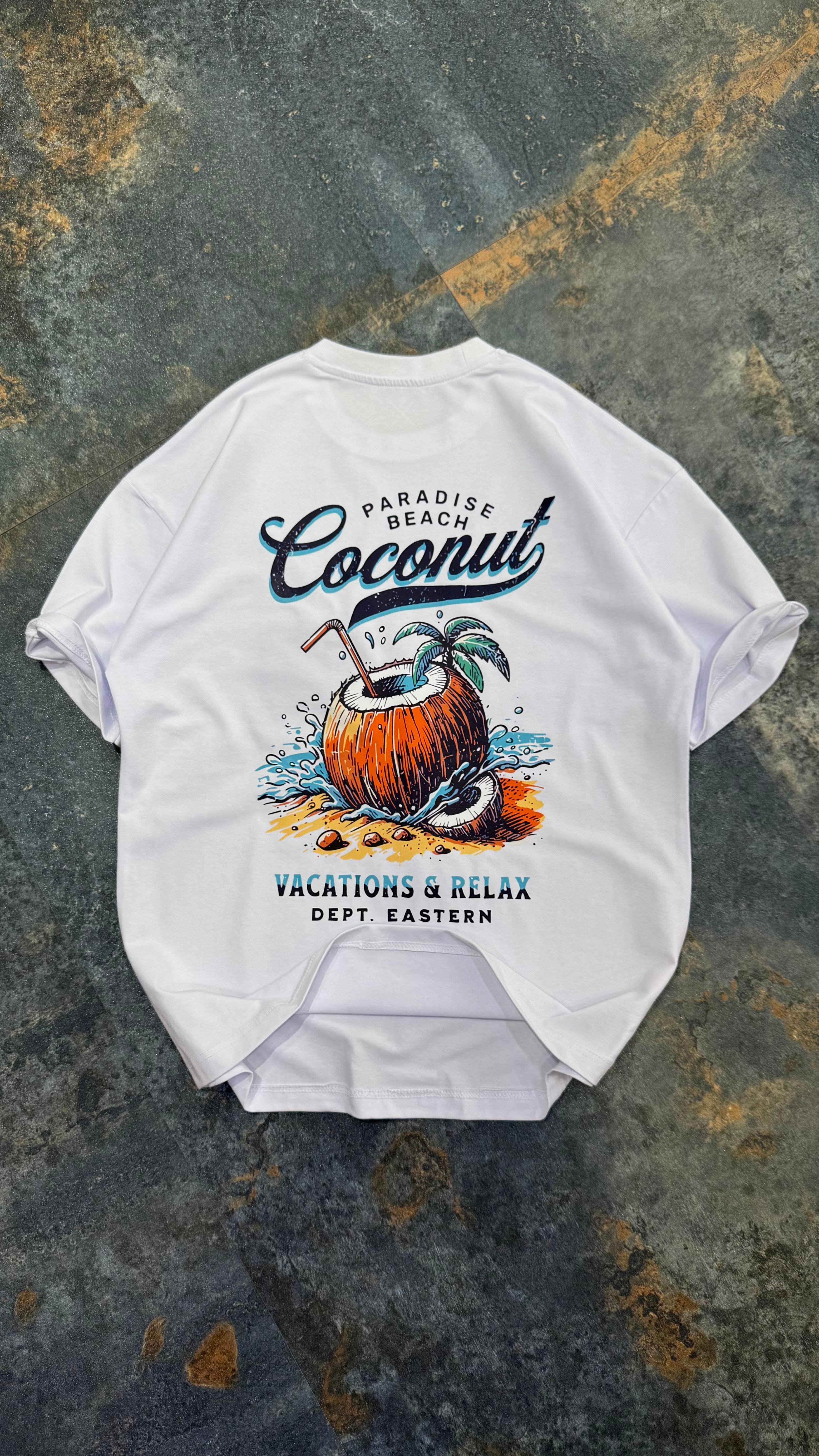 Coconut Baskılı Siyah Oversize T-Shirt