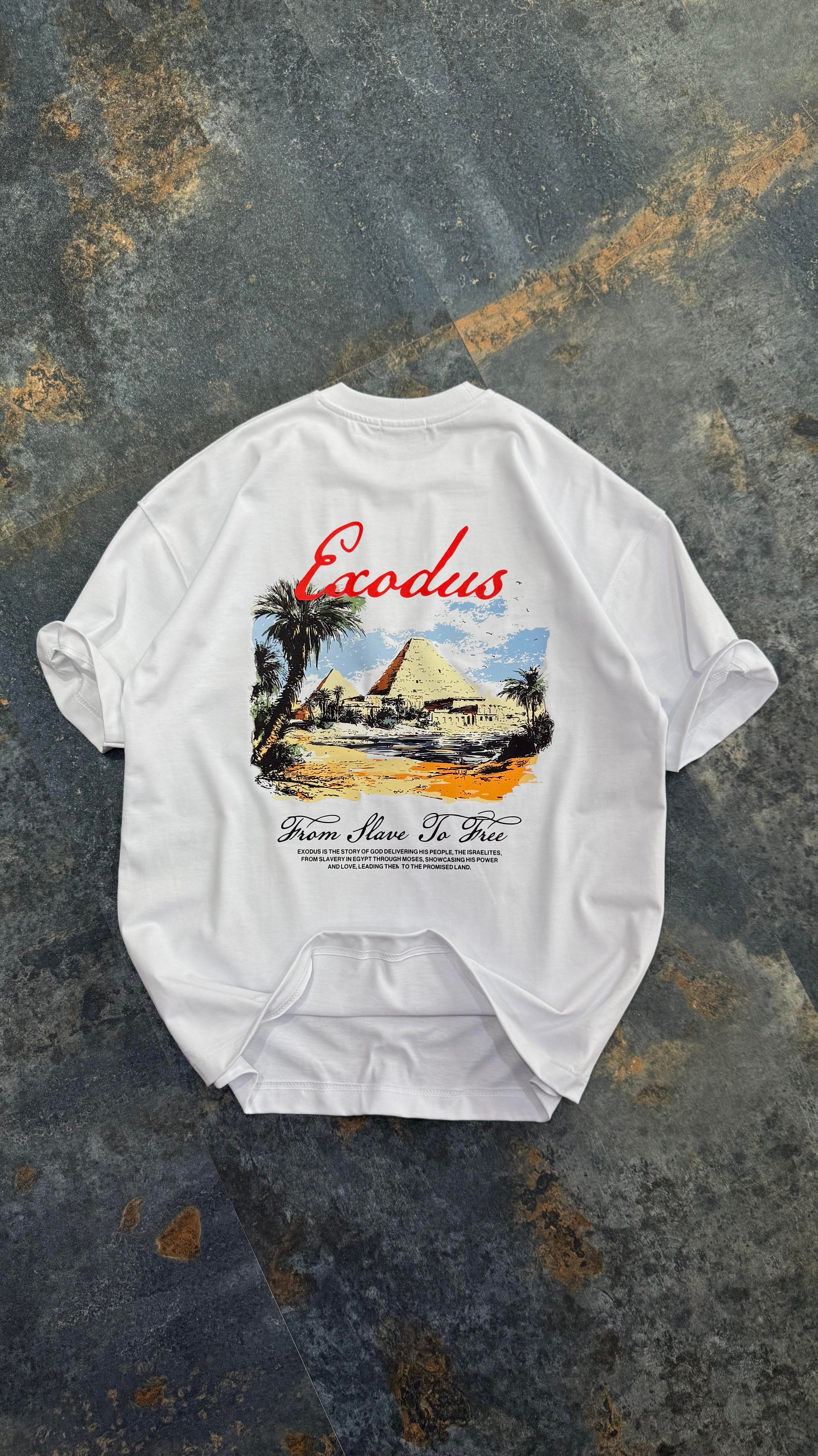 Exodus Baskılı Beyaz Oversize T-Shirt