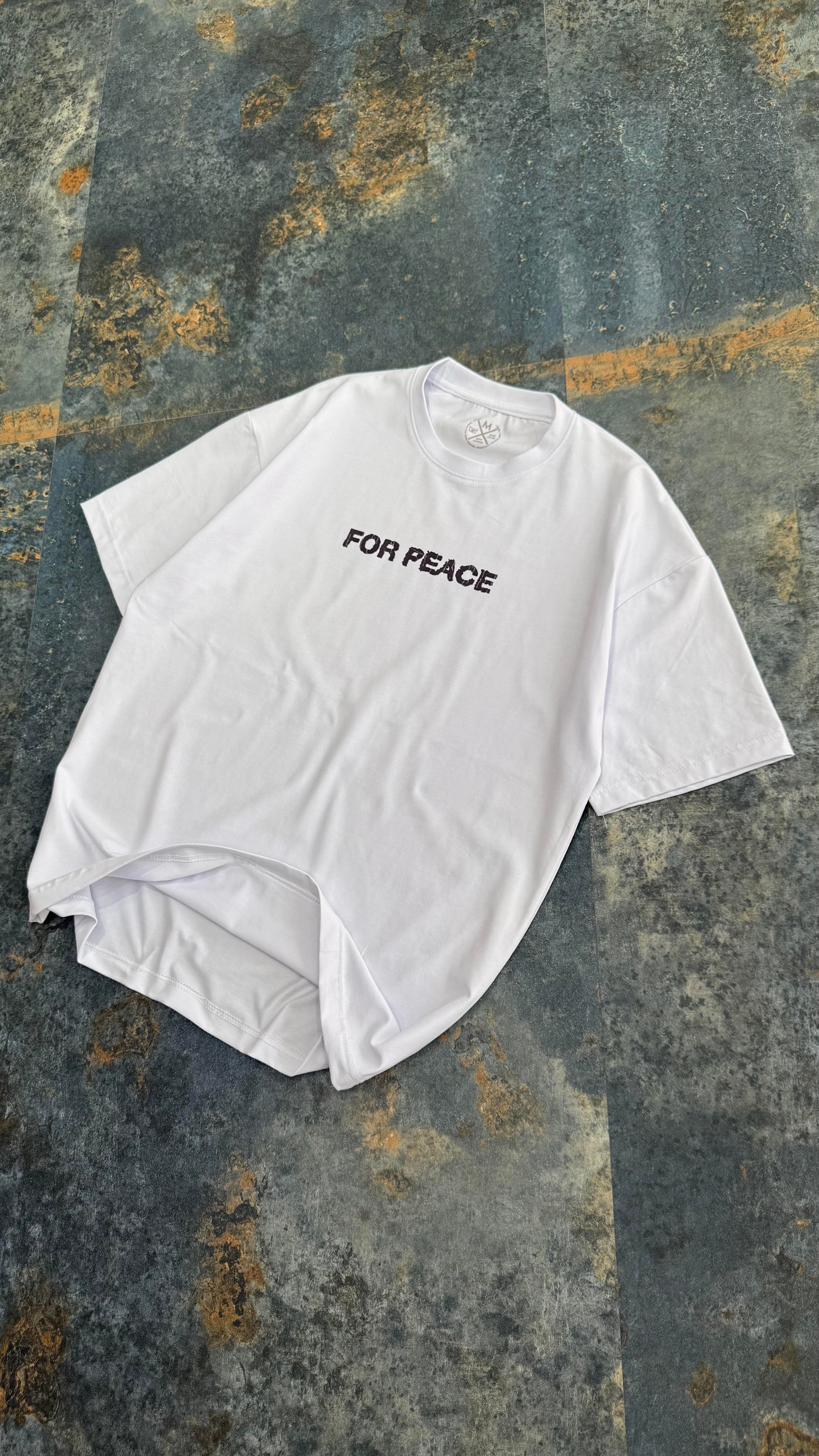 ForPeace Baskılı Beyaz Oversize T-Shirt