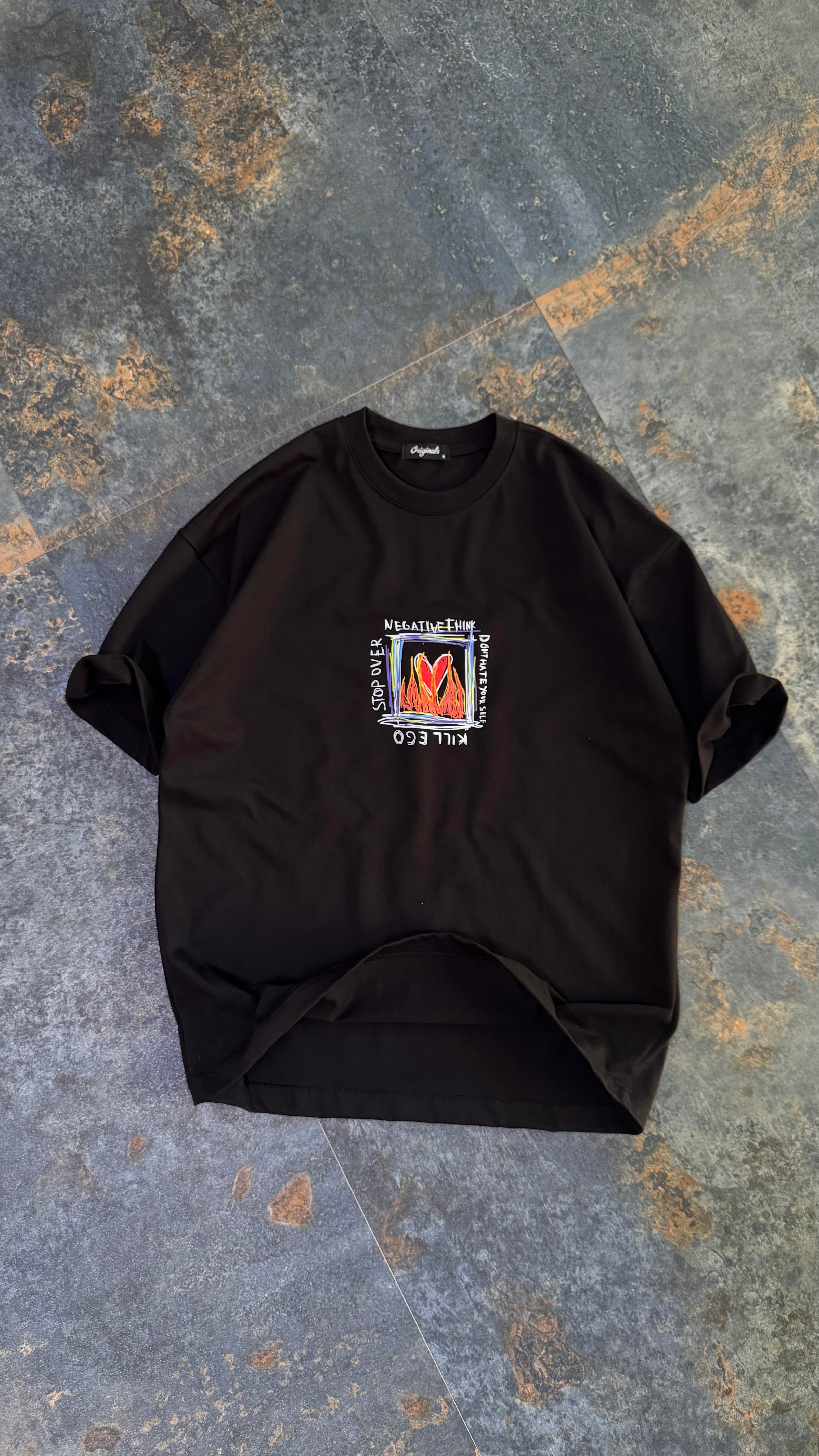 Kill Ego Baskılı Beyaz Oversize T-Shirt