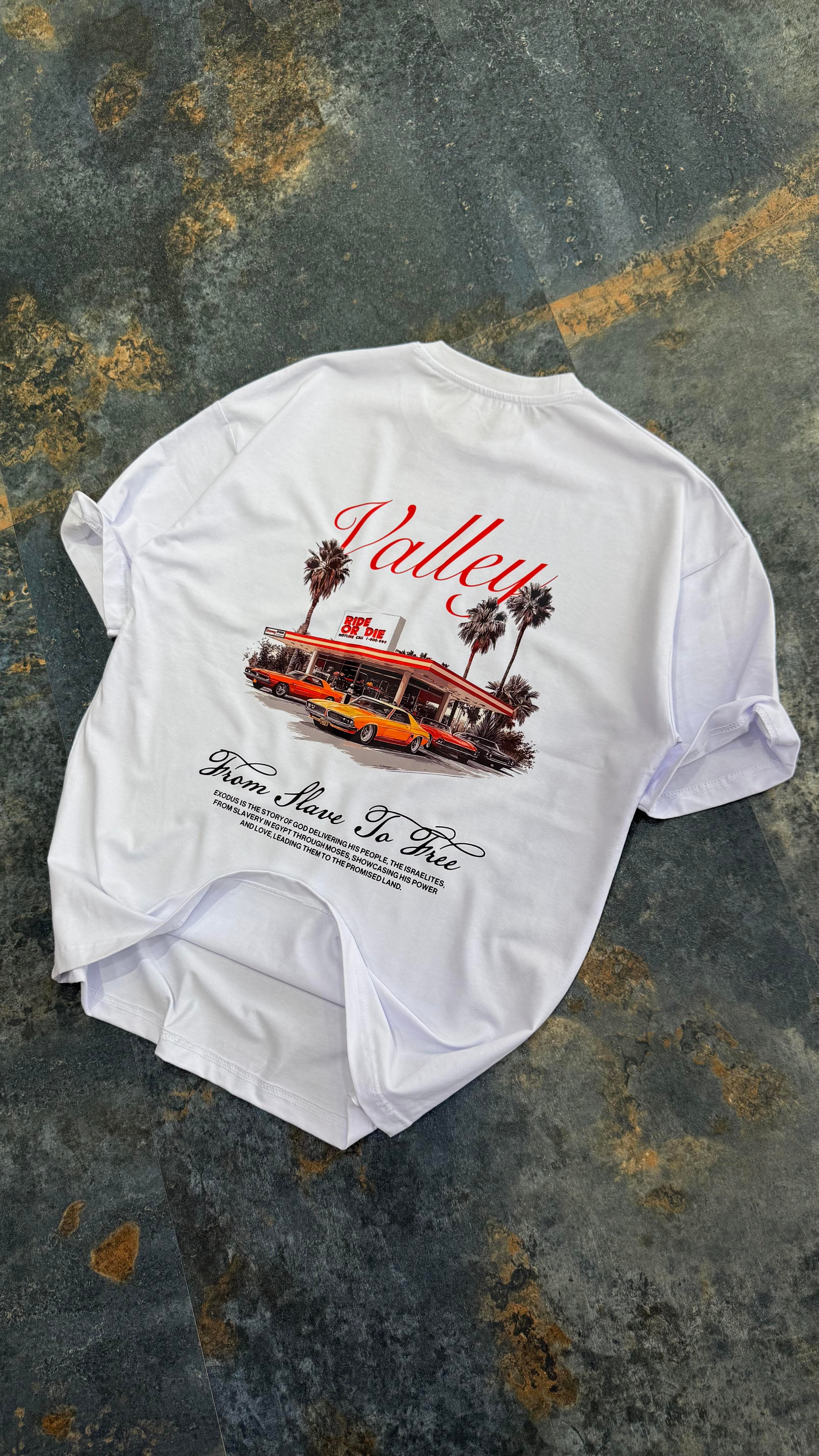 Valley Baskılı Beyaz Oversize T-Shirt