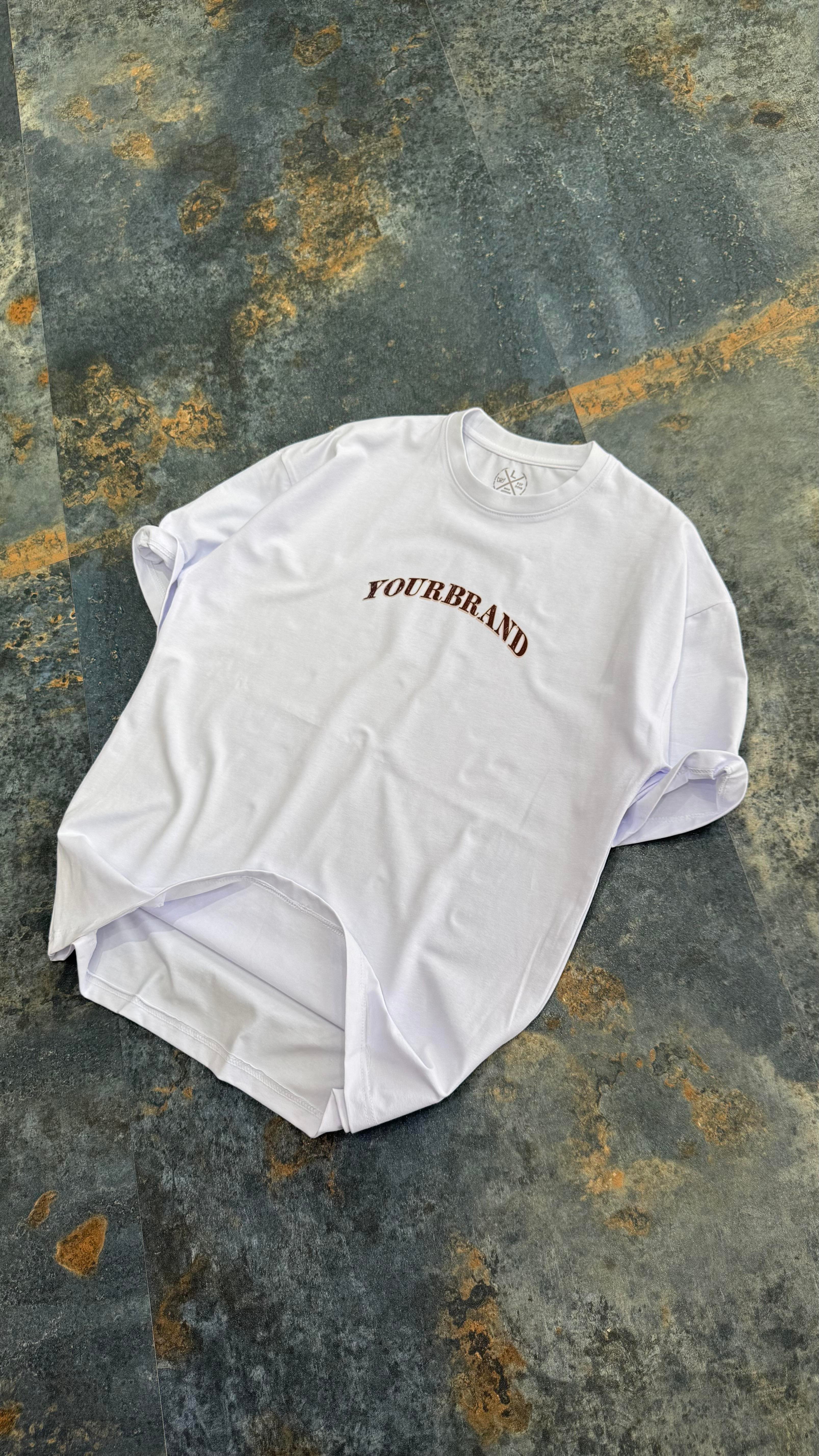 Your Brand Baskılı Beyaz Oversize T-Shirt