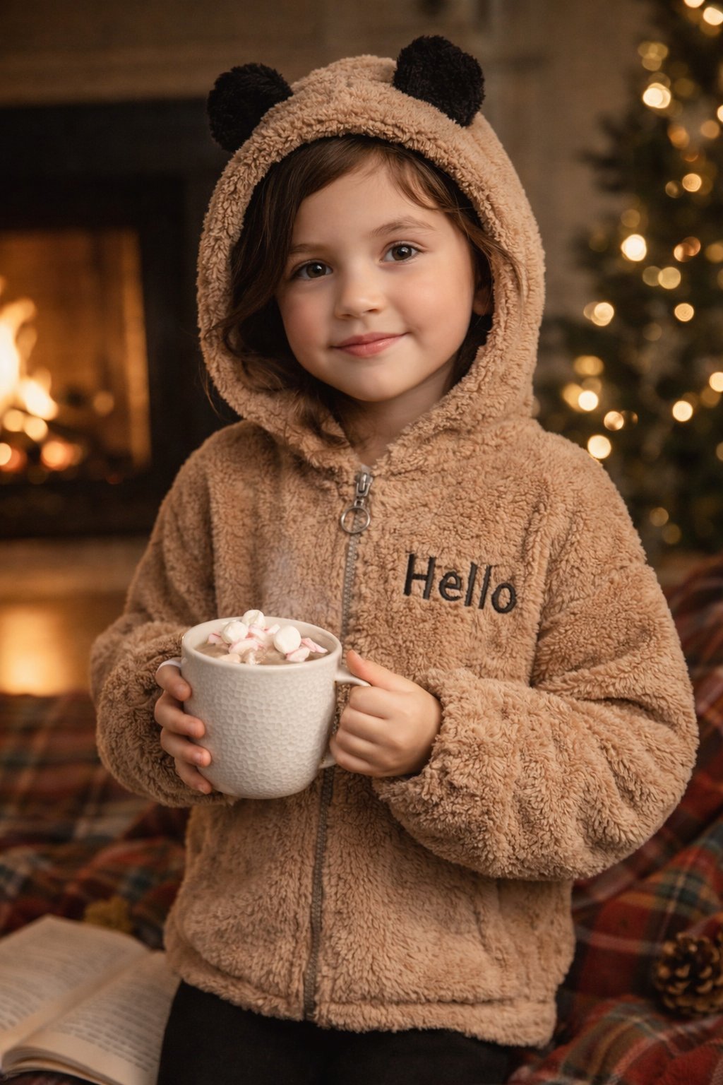 Pelüş Ceket Hello Baskılı