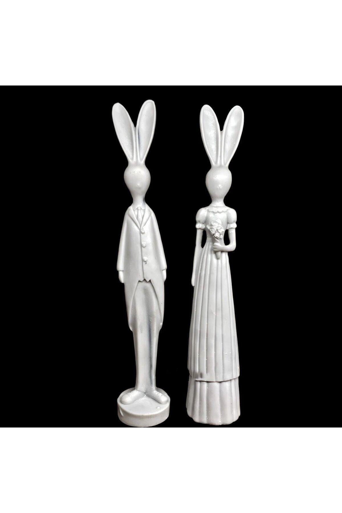 2 Li Tavşan Gelin Damat Set 28 X 6 Cm