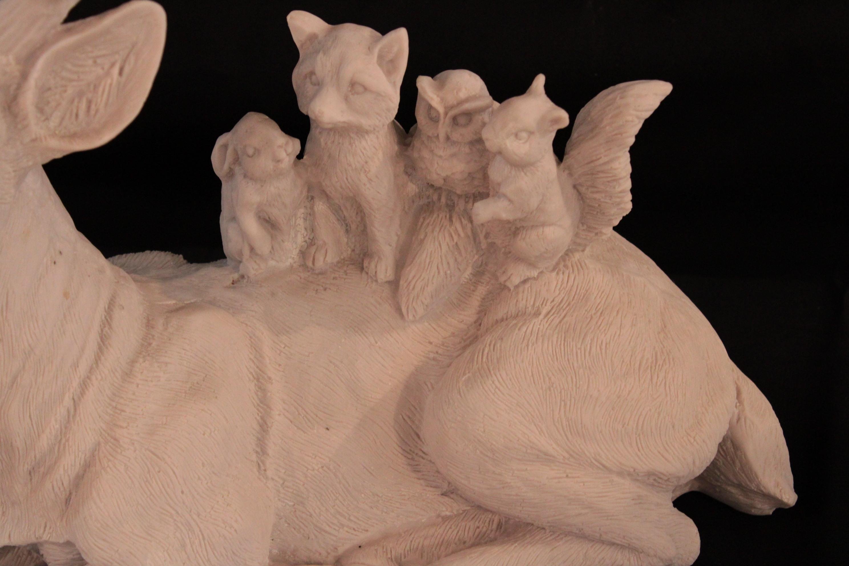 Yavrulu Geyik Polyester Obje 
