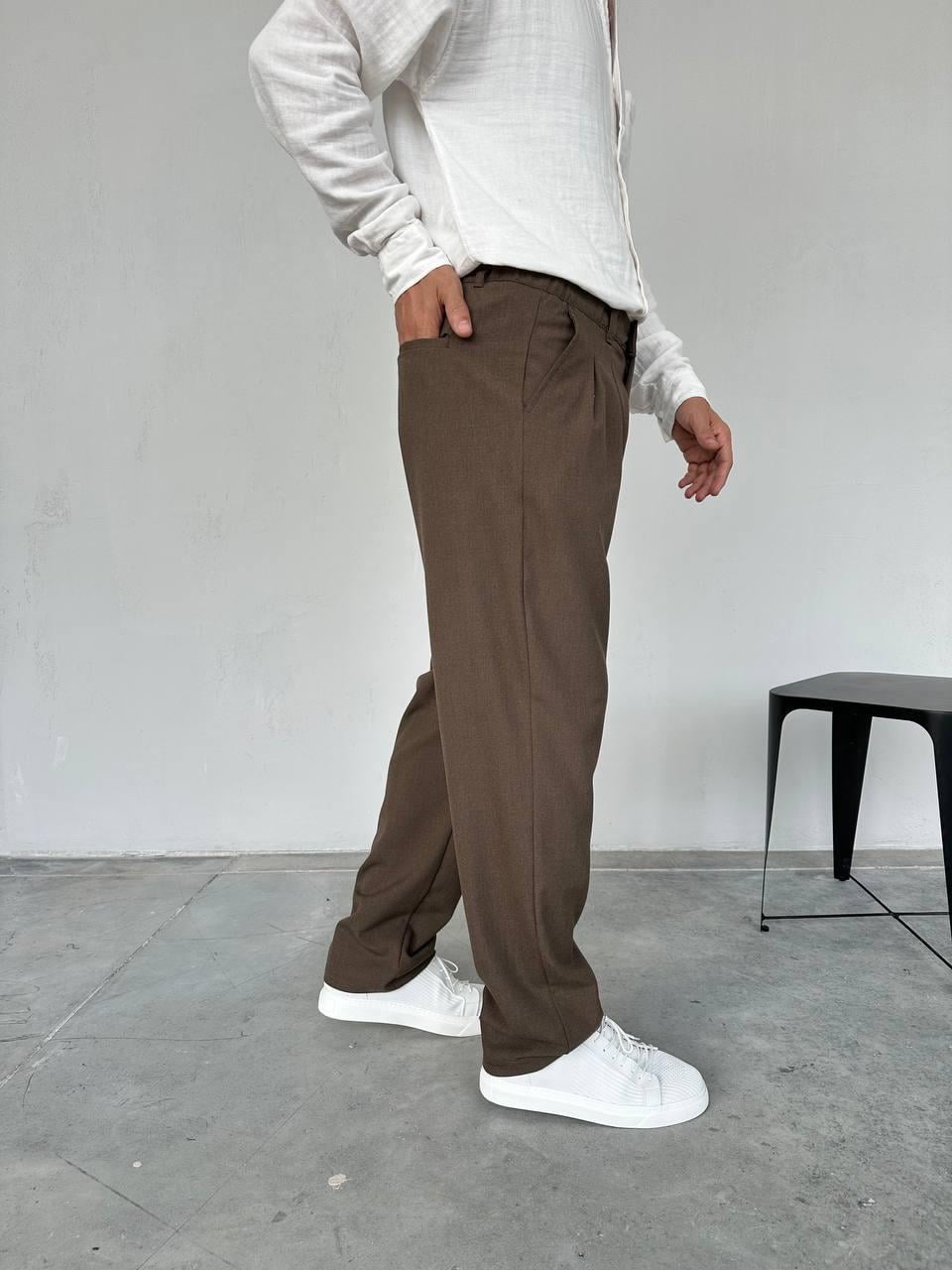 Baggy Pileli Pantolon Beyaz