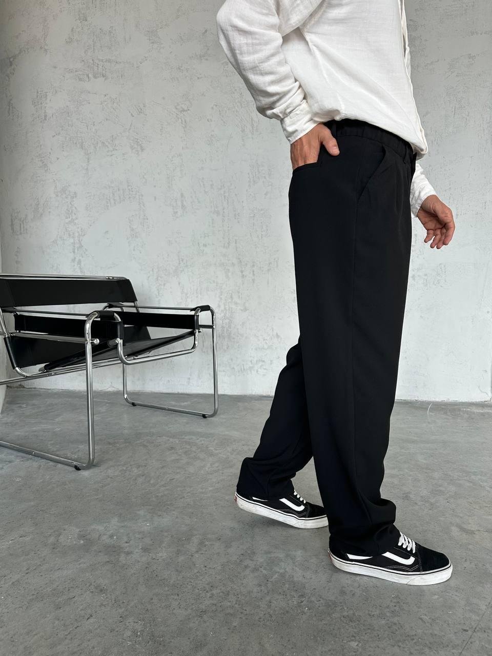 Baggy Pileli Pantolon Siyah