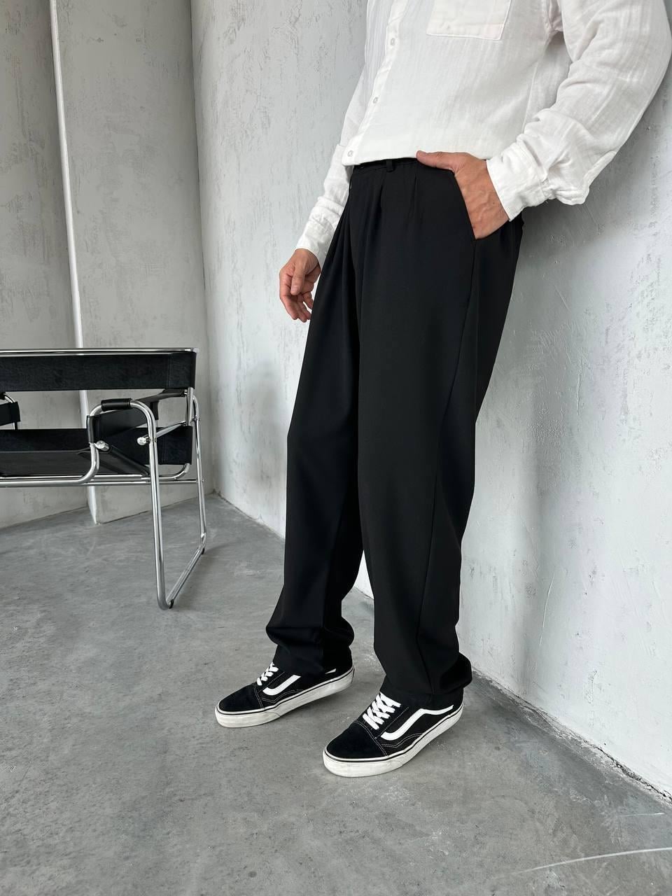 Baggy Pileli Pantolon Siyah