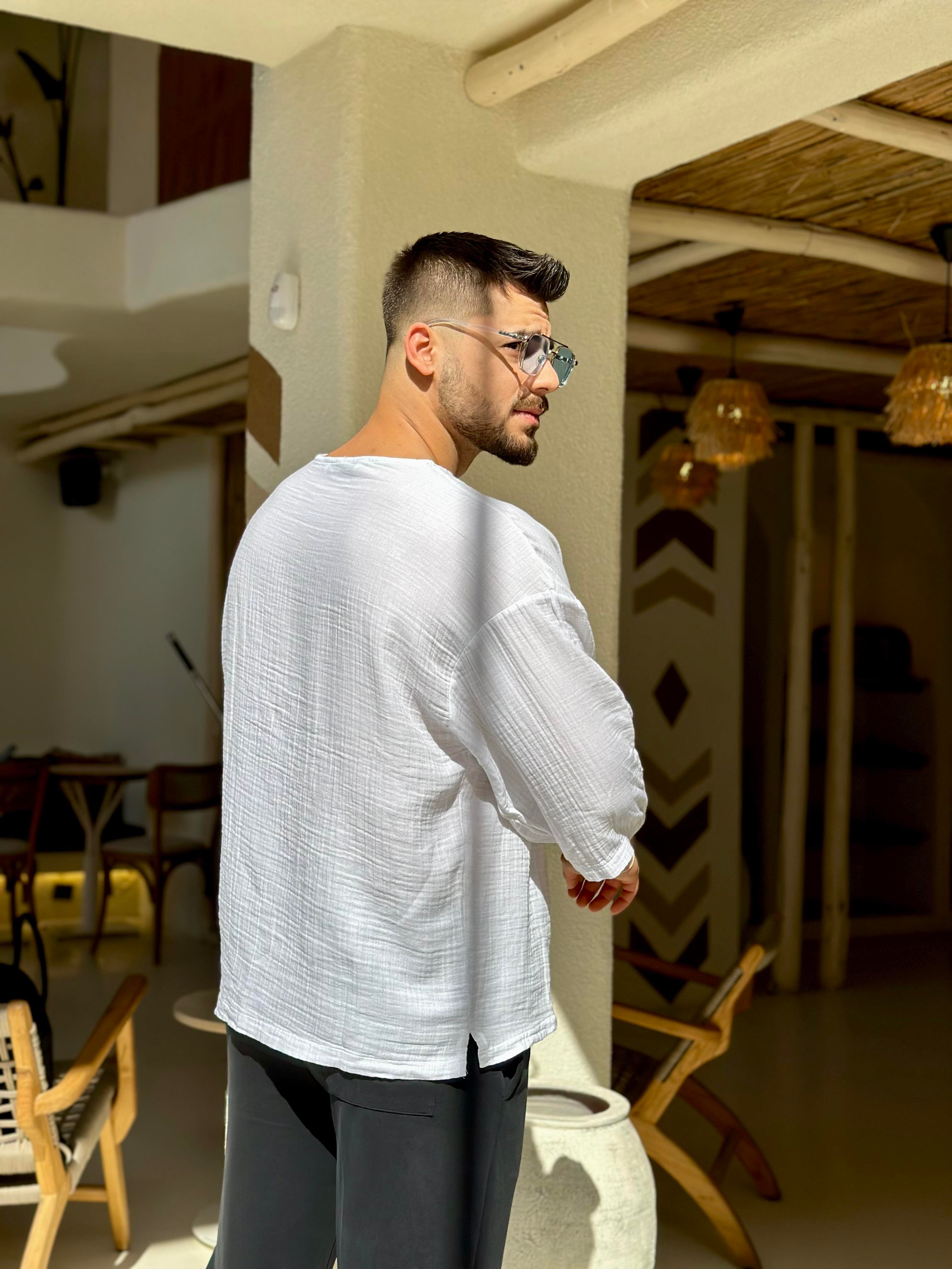 Fakir Kol Müslin Tshirt Beyaz