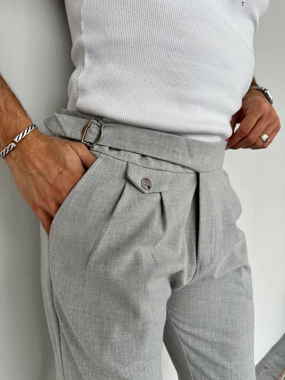 İtalyan Kesim Slim Pantolon Gri