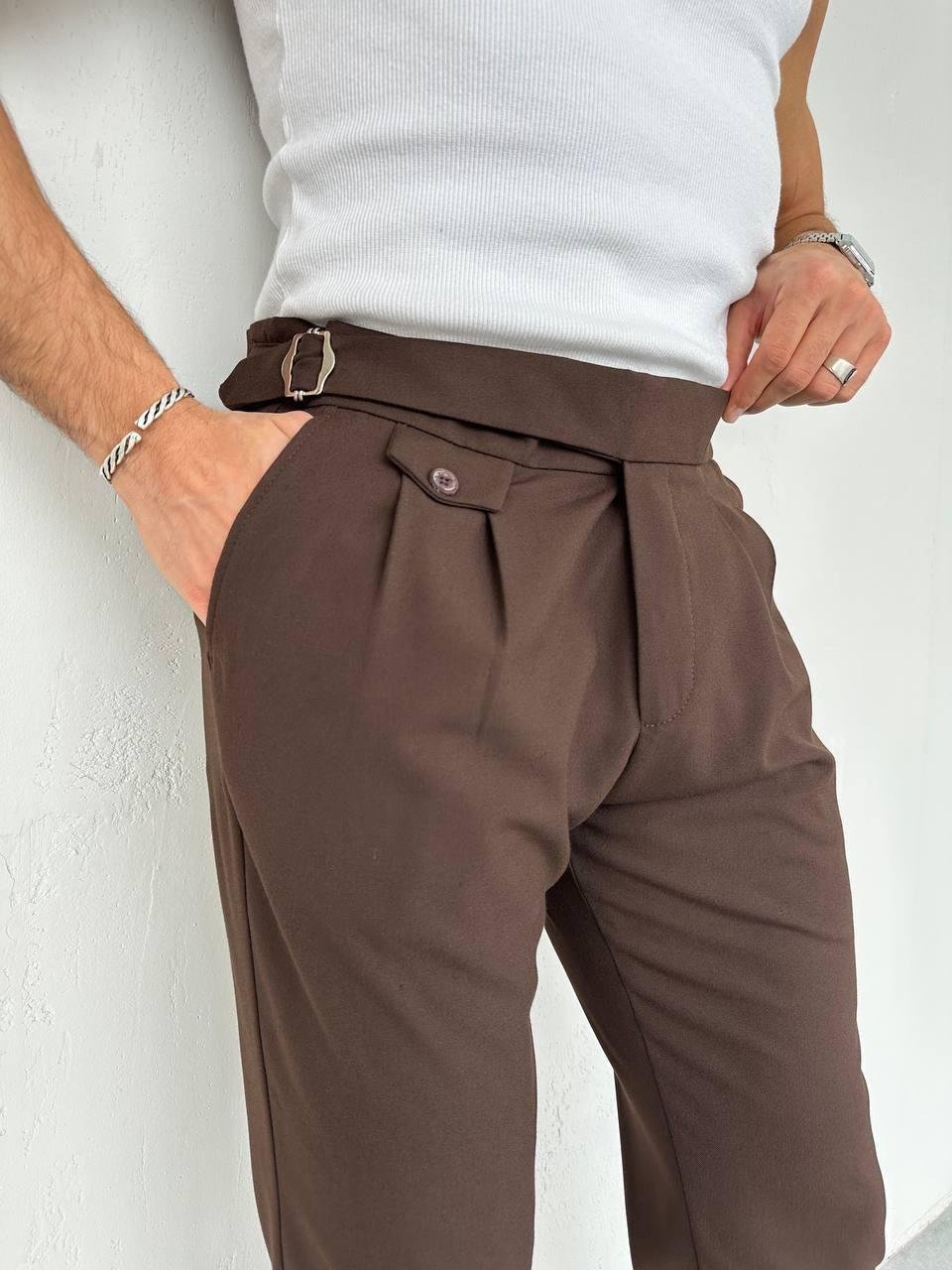 İtalyan Kesim Slim Pantolon Kahve