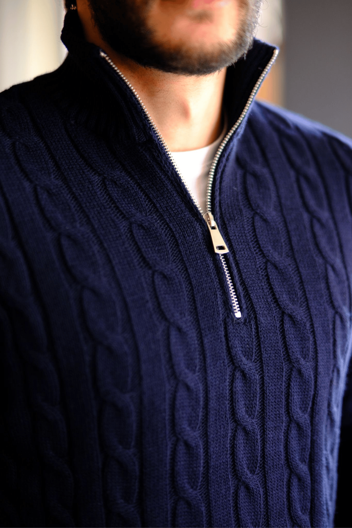  Sartori Old Money Cable Half Zip Kazak Lacivert