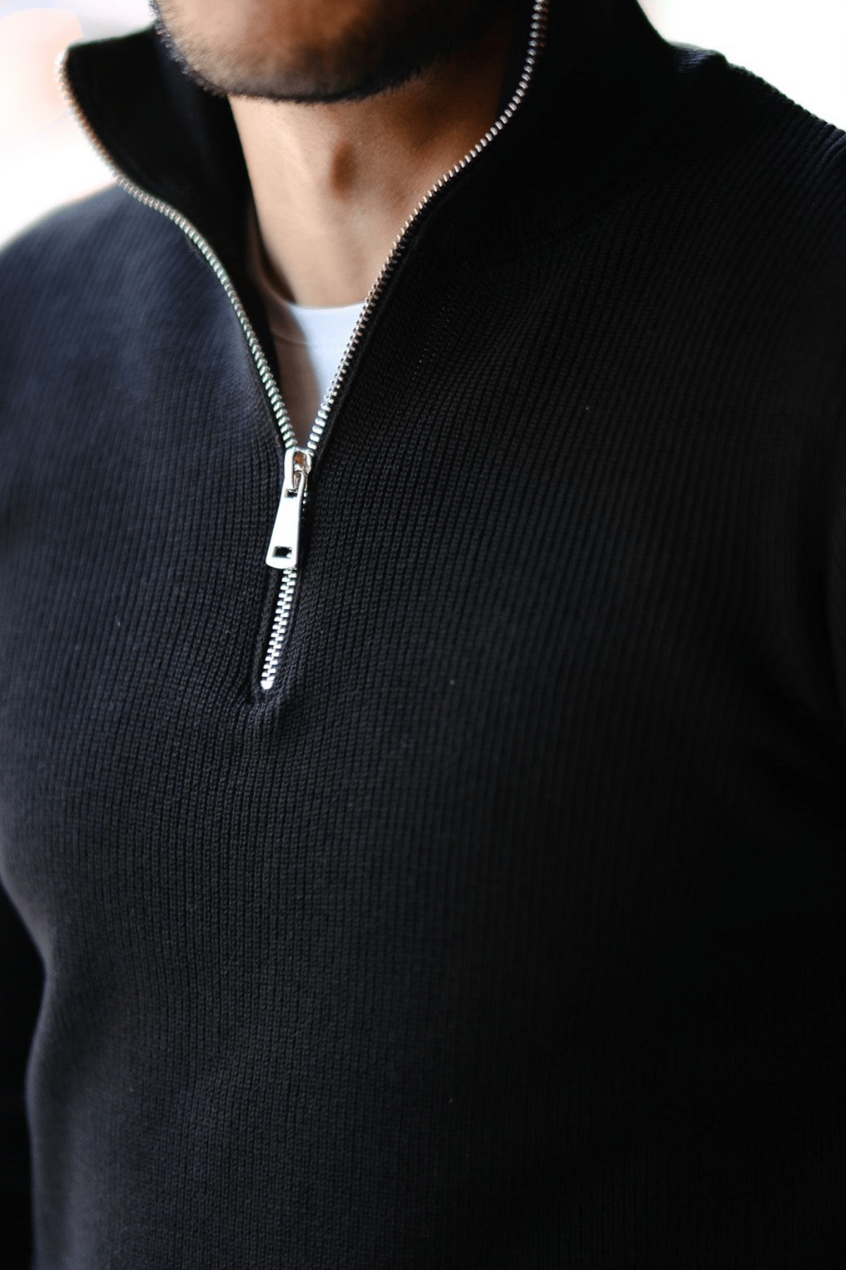 Bellonari Half Zip Pamuklu Old Money Kazak Siyah