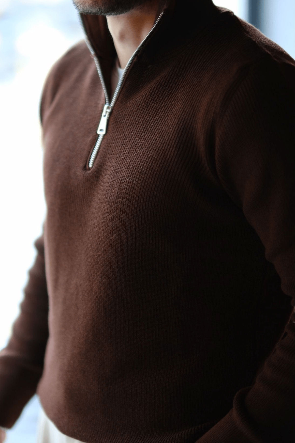 Bellonari Half Zip Pamuklu Old Money Kazak Kahverengi
