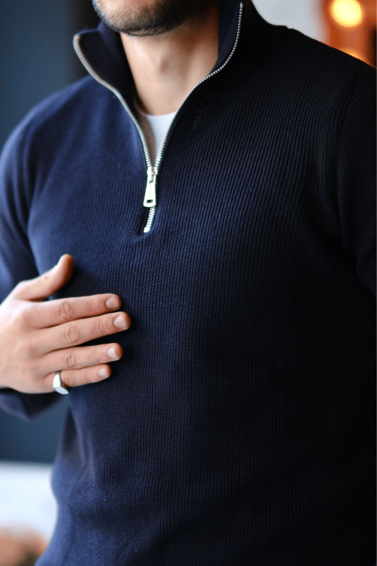 Bellonari Half Zip Pamuklu Old Money Kazak Lacivert